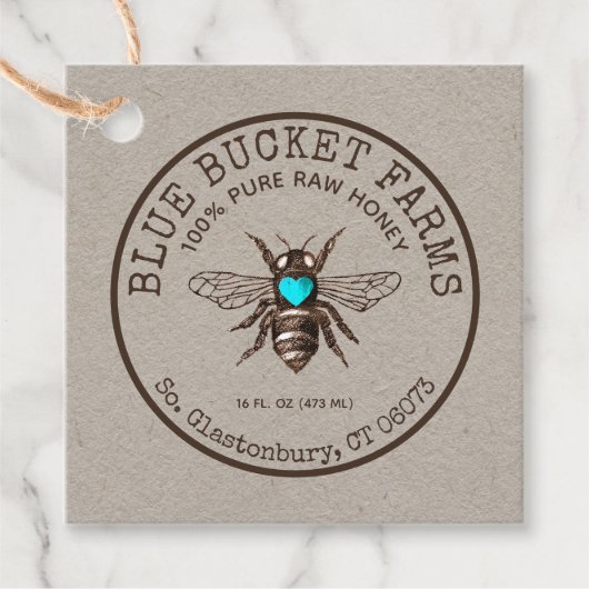 Homemade Honey Bee Kraft Jar Neck Label (Voorkant)