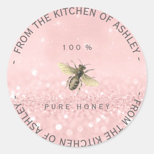 Homemade Honey from Kitchen Pink Rose Gold Ronde Sticker (Voorkant)