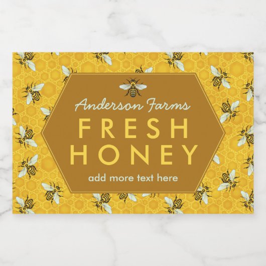Homemade Honey Jar Labels | Bijen Honeycomb — Aang Voedselcontainer Etiket (Enkel label)