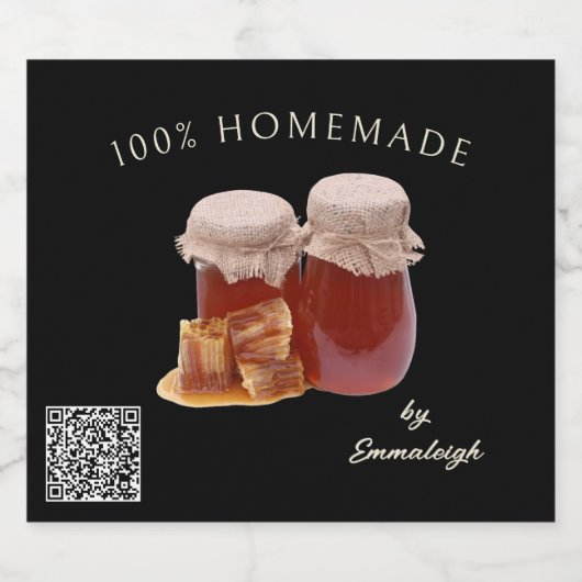Homemade Honey QR Code Food Label Likeurfles Etiket (Enkel label)