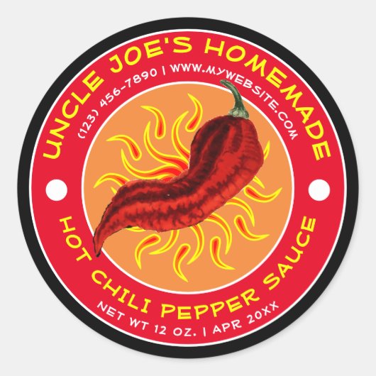 Homemade Hot Chili Pepper Sauce Ronde Sticker (Voorkant)