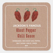 Homemade Hot Sauce Ghost Pepper Chili Sauce Label