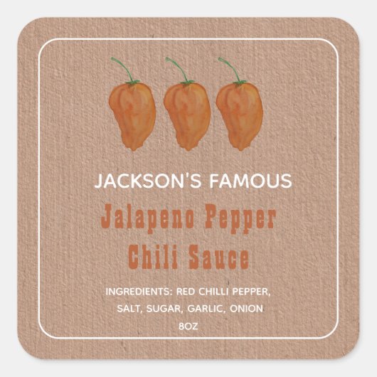 Homemade Hot Sauce Jalapen Pepper Chili Sauce Vierkante Sticker (Voorkant)