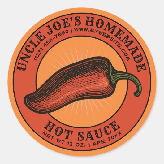 Homemade Hot Sauce Jalapeno Label Sjabloon (Voorkant)