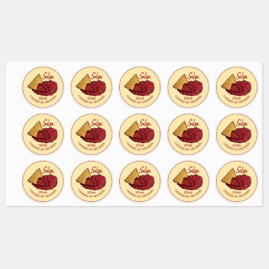 Homemade Hot Tomato Salsa Home Canning, ingeblikt  Labels (Vel)