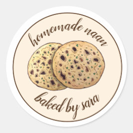 Homemade Indian Naan Bread, gebarsten door Ronde Sticker