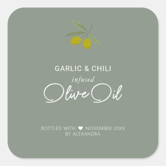 Homemade Infused Olive Oil Square Sticker (Voorkant)