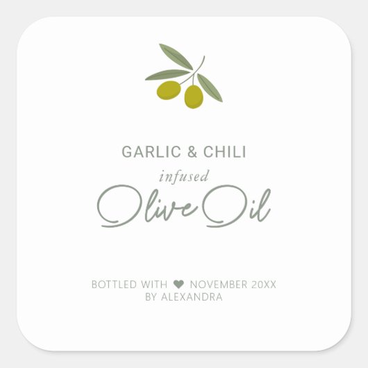 Homemade Infused Olive Oil Square Sticker (Voorkant)
