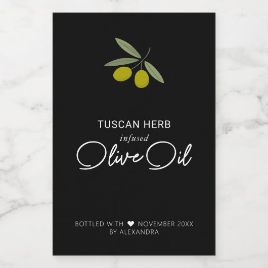 Homemade Infused Olive Oil Wine Label Wijn Etiket (Enkel label)