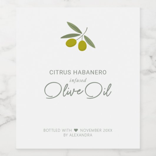 Homemade Infused Olive Oil Wine Label Wijn Etiket (Enkel label)