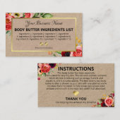 Homemade Ingrediënten Instructies Visitekaartje (Voorkant / Achterkant)