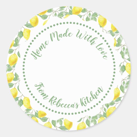 Homemade Jam Canning Label |Lemon Pattern (Voorkant)