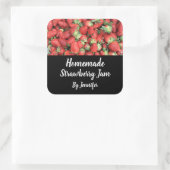 Homemade Jam Foto van de Rode Juicy aardbeien Vierkante Sticker (Tas)