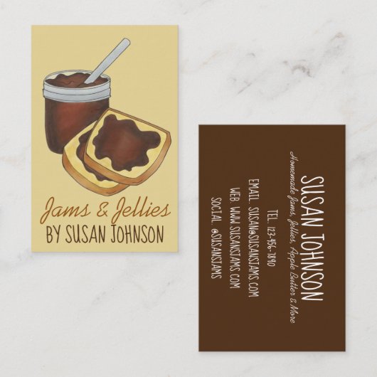 Homemade Jams Jellies Apple Butter Ingeblikte Goed Visitekaartje (Voorkant / Achterkant)