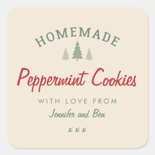 Homemade kerstcadeautje bakkerssticker vierkante sticker (Voorkant)