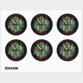 Homemade Kerstmis NOEL Holly Berries Ronde Sticker (Vel)