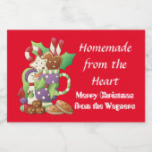 Homemade Kerstmis snowman-etiket Voedselcontainer Etiket (Enkel label)