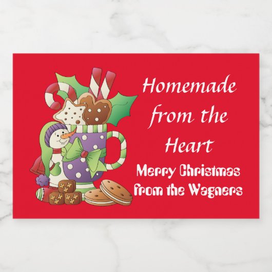 Homemade Kerstmis snowman-etiket Voedselcontainer Etiket (Enkel label)