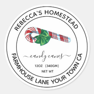 Homemade kerstsnoepetiketten ronde sticker