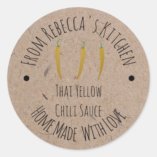 Homemade Kraft Paper | Thai Yellow Chili Sauce Ronde Sticker (Voorkant)