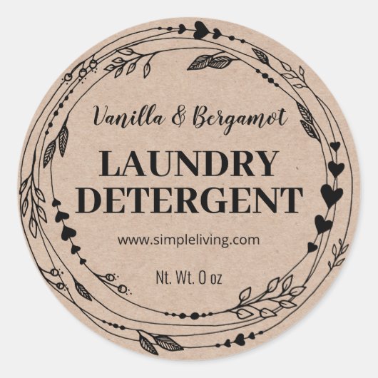Homemade Kraft Scented Laundry Detergent Labels (Voorkant)