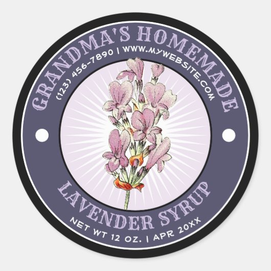 Homemade Lavender Syrup Label Sjabloon (Voorkant)
