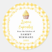 Homemade Lemon Cupcakes Eetlabel Ronde Sticker (Voorkant)