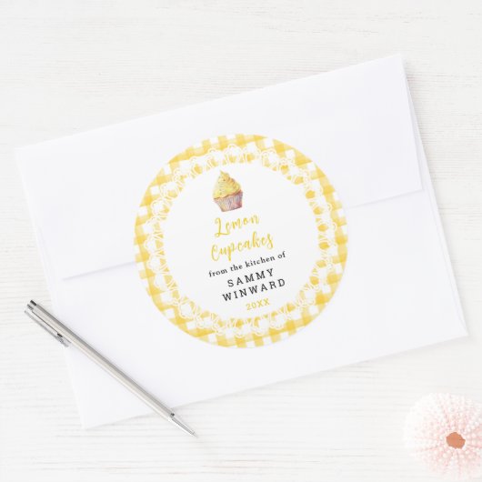 Homemade Lemon Cupcakes Eetlabel Ronde Sticker (Envelop)