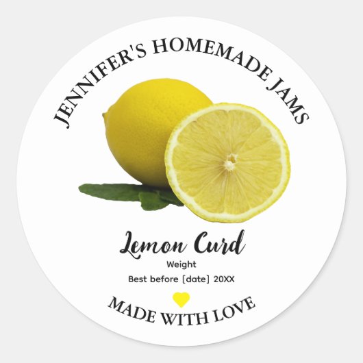Homemade Lemon Curd Jam Jar Label (Voorkant)
