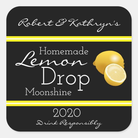 Homemade Lemon Drop Moonshine - Gepersonaliseerd Vierkante Sticker (Voorkant)
