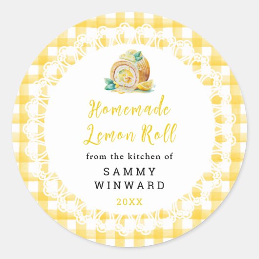 Homemade Lemon Roll Voedsellabel Ronde Sticker (Voorkant)