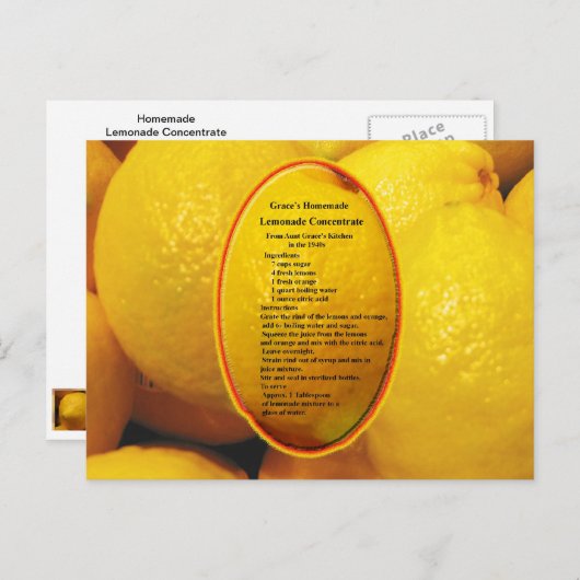 Homemade Lemonade Concentrate Recipe Postcard Briefkaart (Voorkant / Achterkant)