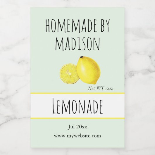 Homemade Lemonade Labels Voedselcontainer Etiket (Enkel label)
