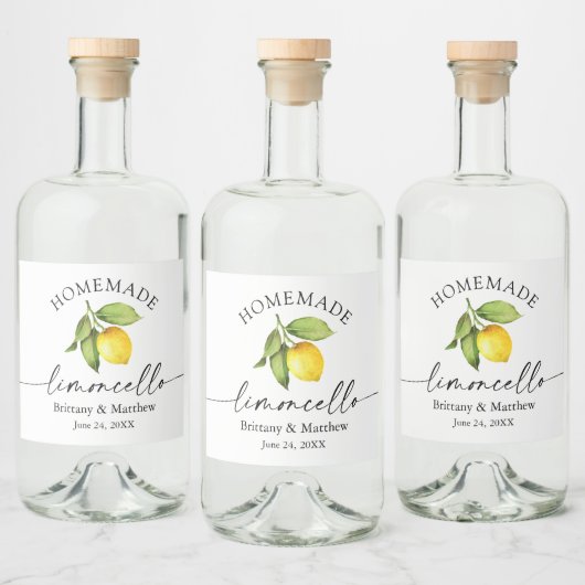 Homemade Limoncello Calligrafie Waterverf Lemon Likeurfles Etiket (Flessen)
