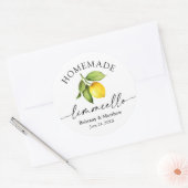 Homemade Limoncello Calligrafie Waterverf Lemon Ronde Sticker (Envelop)