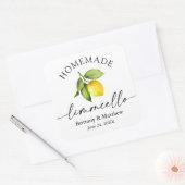 Homemade Limoncello Calligrafie Waterverf Lemon Vierkante Sticker (Envelop)