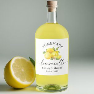 Homemade Limoncello Calligrafie Waterverf Lemons Likeurfles Etiket