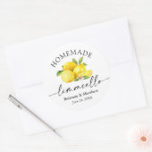 Homemade Limoncello Calligrafie Waterverf Lemons Ronde Sticker (Envelop)