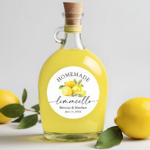 Homemade Limoncello Calligrafie Waterverf Lemons Ronde Sticker
