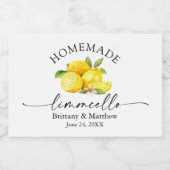 Homemade Limoncello Calligrafie Waterverf Lemons Sparkling Wijnetiket (Enkel label)