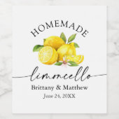 Homemade Limoncello Calligrafie Waterverf Lemons Wijn Etiket (Enkel label)