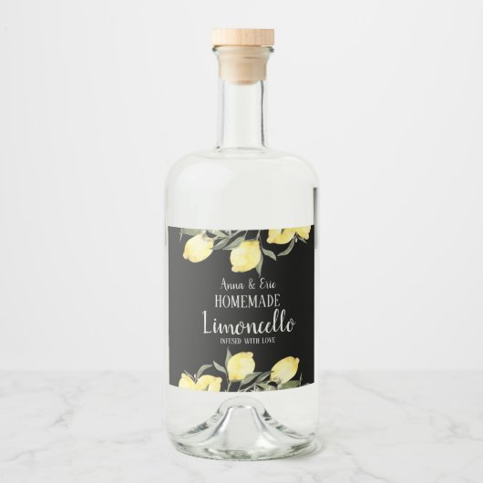Homemade Limoncello Elegant Modern Wedding Likeurfles Etiket (Voorkant)