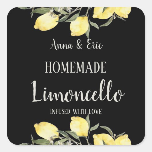Homemade Limoncello Elegant Modern Wedding Vierkante Sticker (Voorkant)