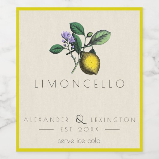 Homemade Limoncello  flesetiket | Wijn Etiket (Enkel label)