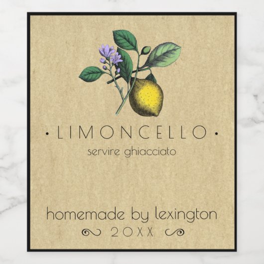  Homemade Limoncello Fleslabel | Wijn Etiket (Enkel label)