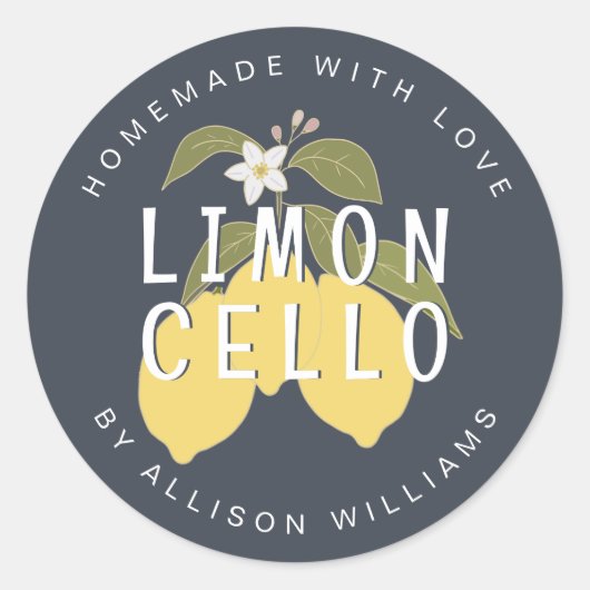 Homemade Limoncello Lemons donkerblauw label (Voorkant)