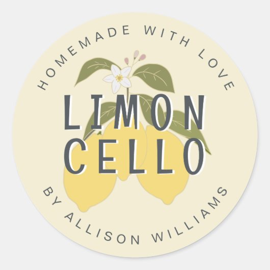 Homemade Limoncello  Lemons Label (Voorkant)
