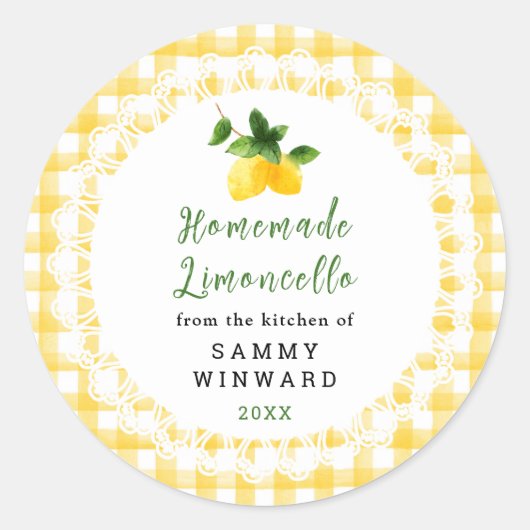 Homemade Limoncello Liqueur Label (Voorkant)
