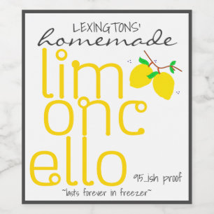Homemade Limoncello Persoonlijk flesetiket   Wijn Etiket