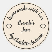 Homemade Made with Love | Hart Jam Cream Ivory Ronde Sticker (Voorkant)